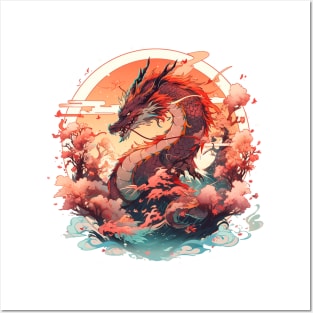 Cherry Blossom Dragon Posters and Art